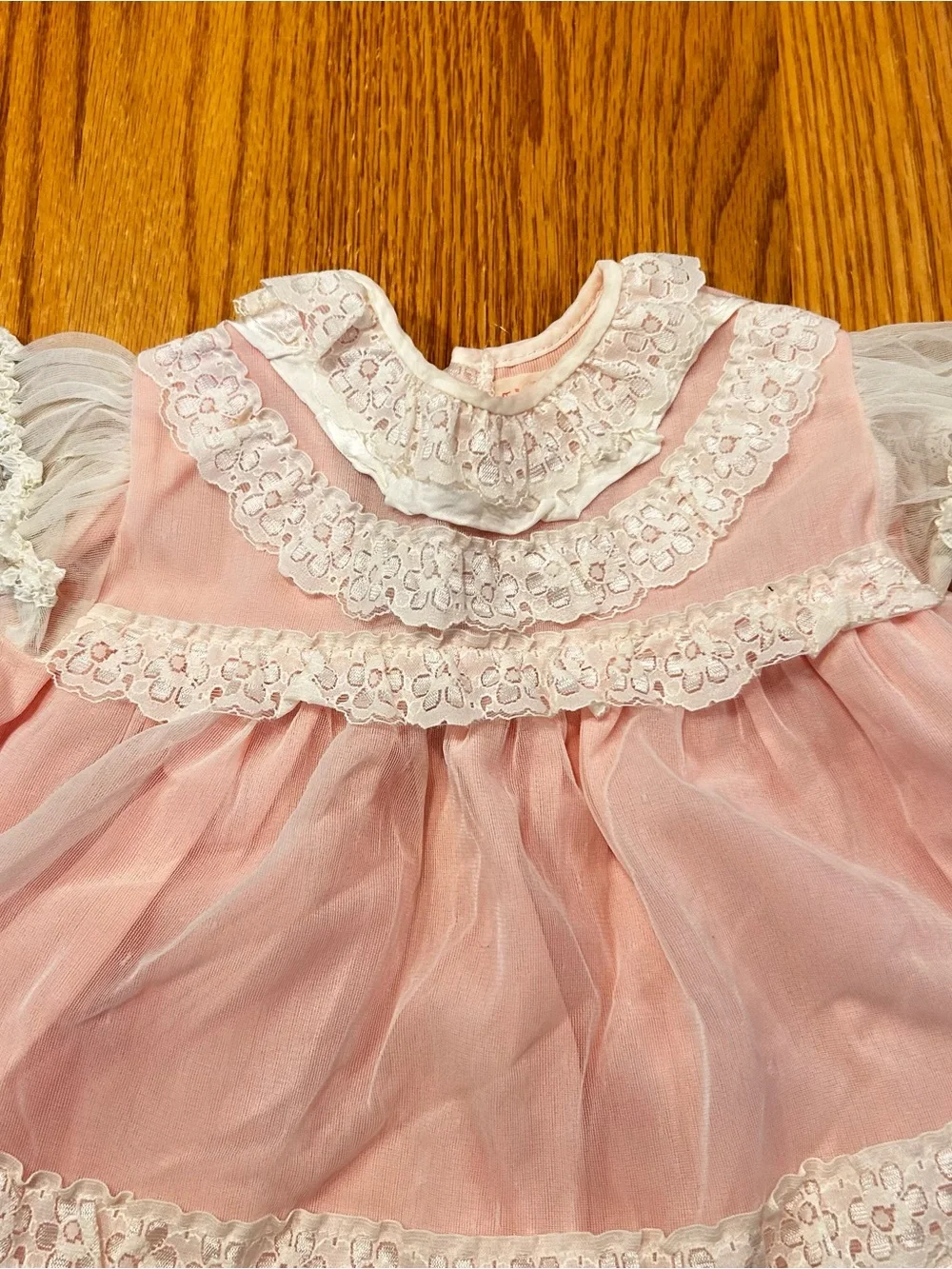 Vintage Stevex UK Infant Pink Lace Dress 6-12 Mos